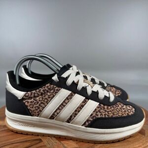Adidas Cloudfoam Leopard Print Black White Retro Sneakers Womens 7.5 Youth 6